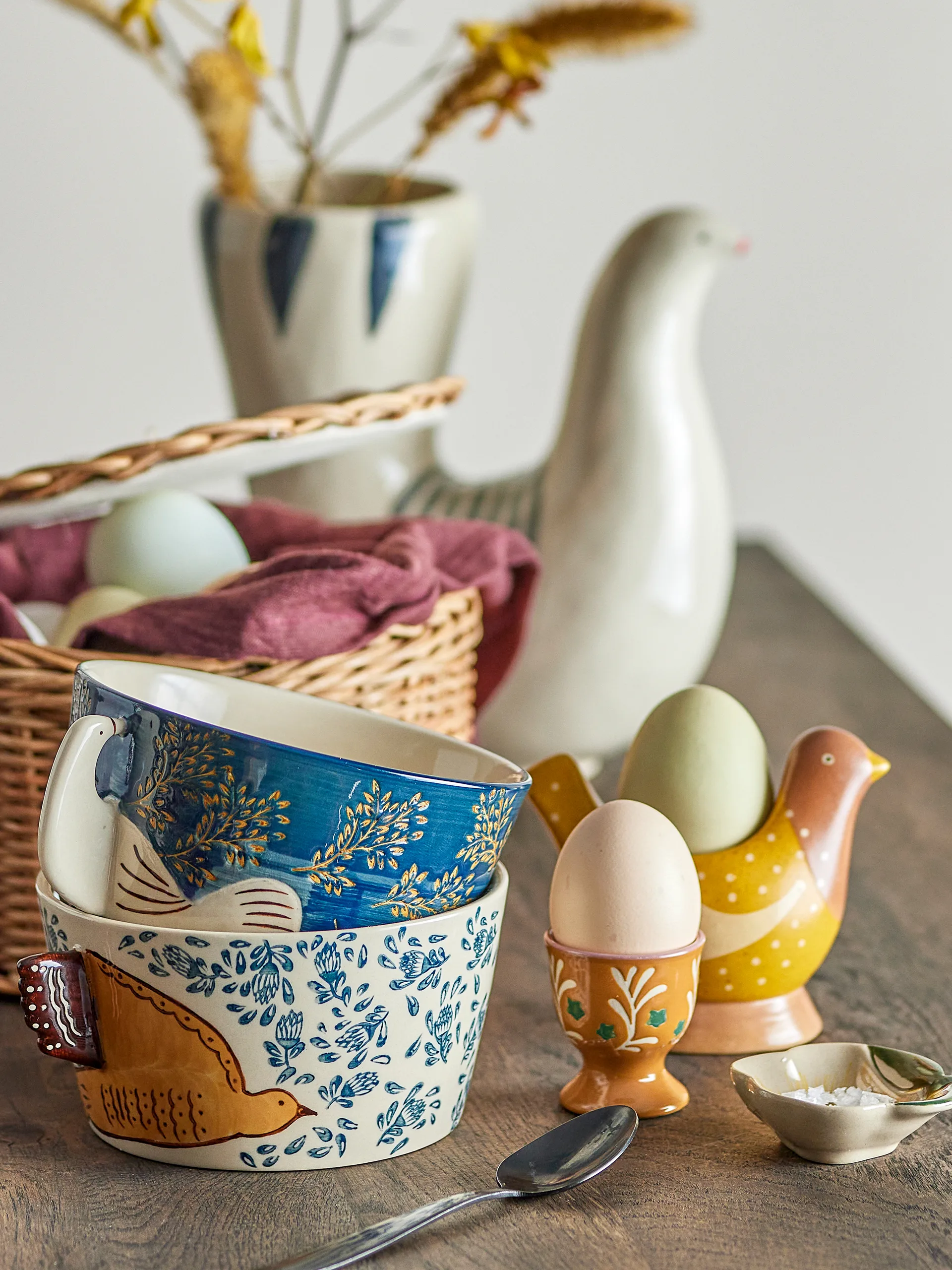 Portauovo Birdy confezione da 2, Blue-yellow Bloomingville