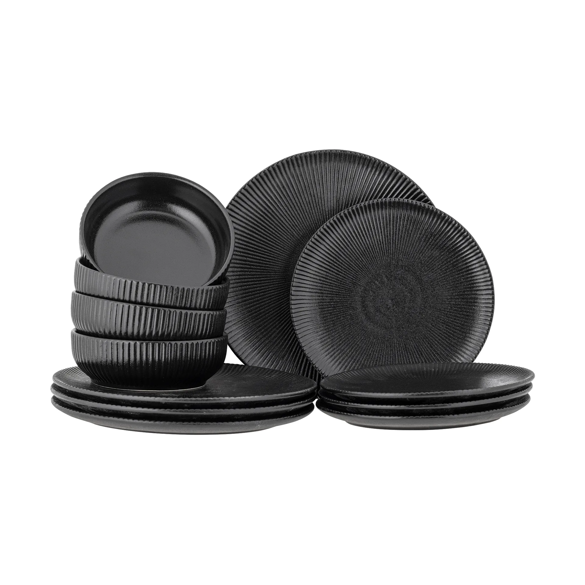 Servizio tavola Neri 12 pezzi, Nero Bloomingville