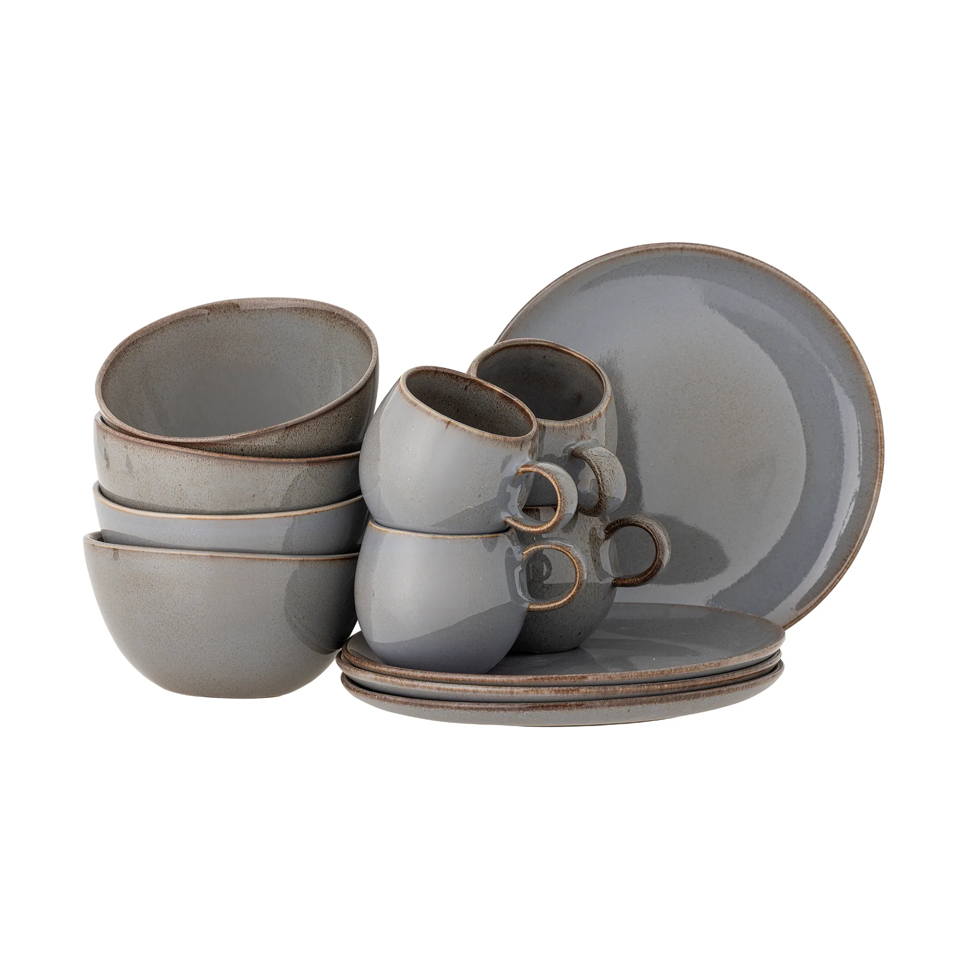 Set colazione Sandrine 12 pezzi, Grigio Bloomingville
