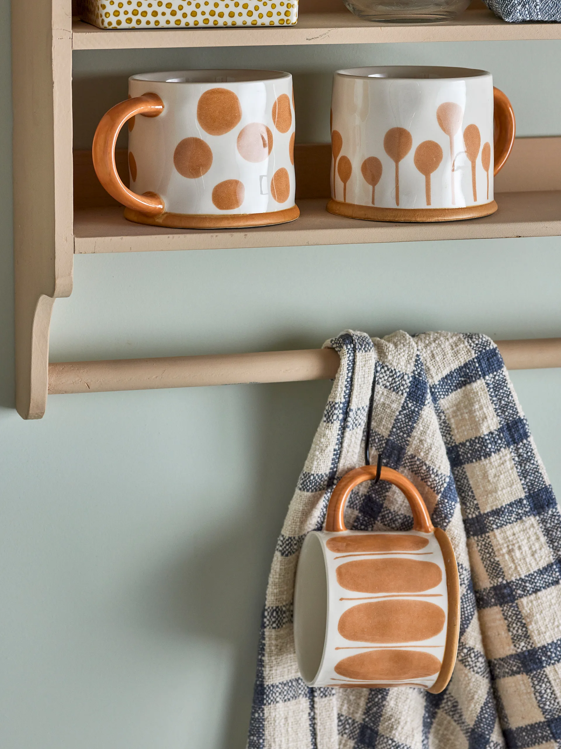 Set di 3 tazze Linora 450 ml, Bianco-marrone Bloomingville