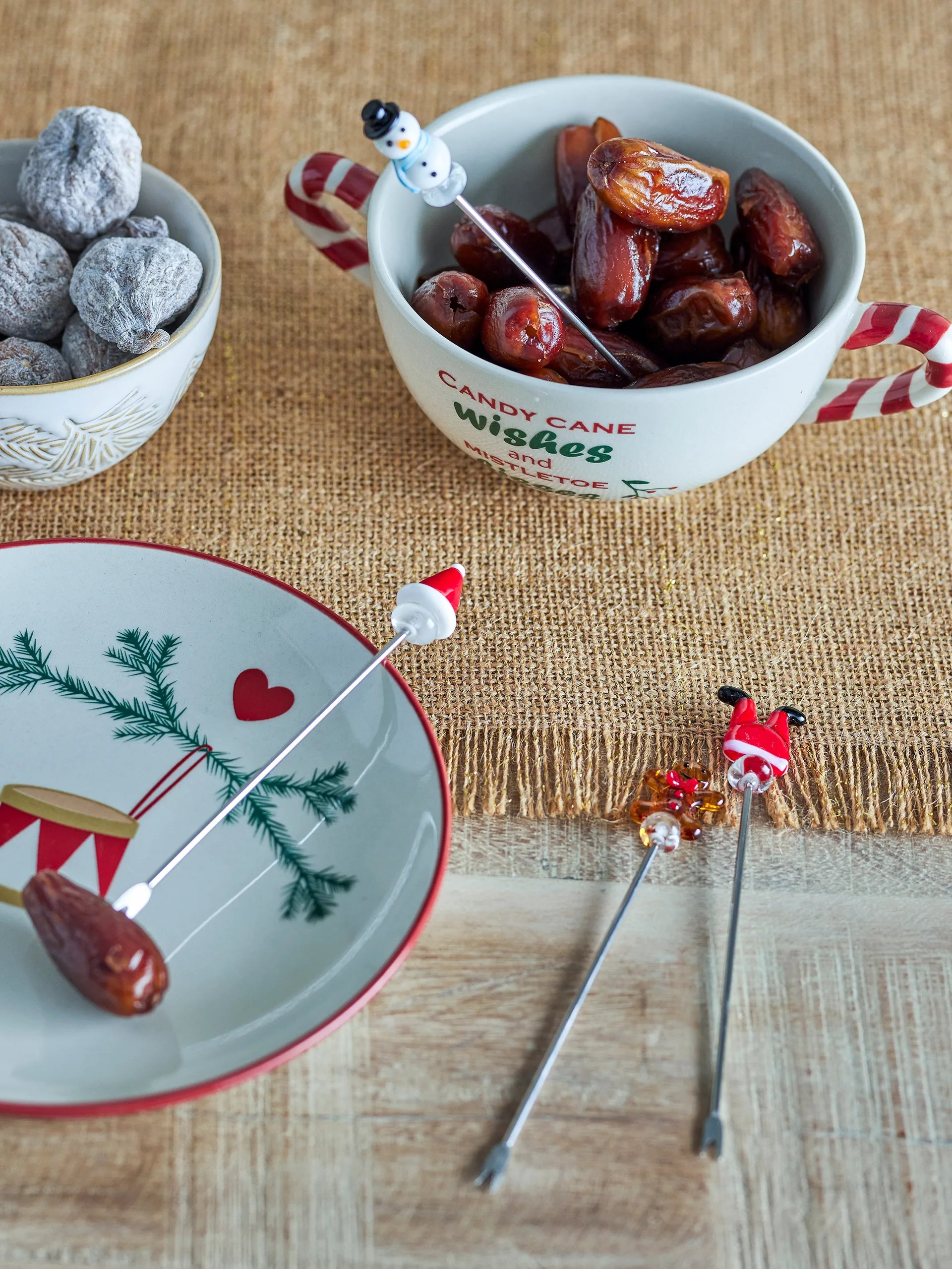 Set di 4 forchette da cocktail Feliz, Bianco-rosso Bloomingville