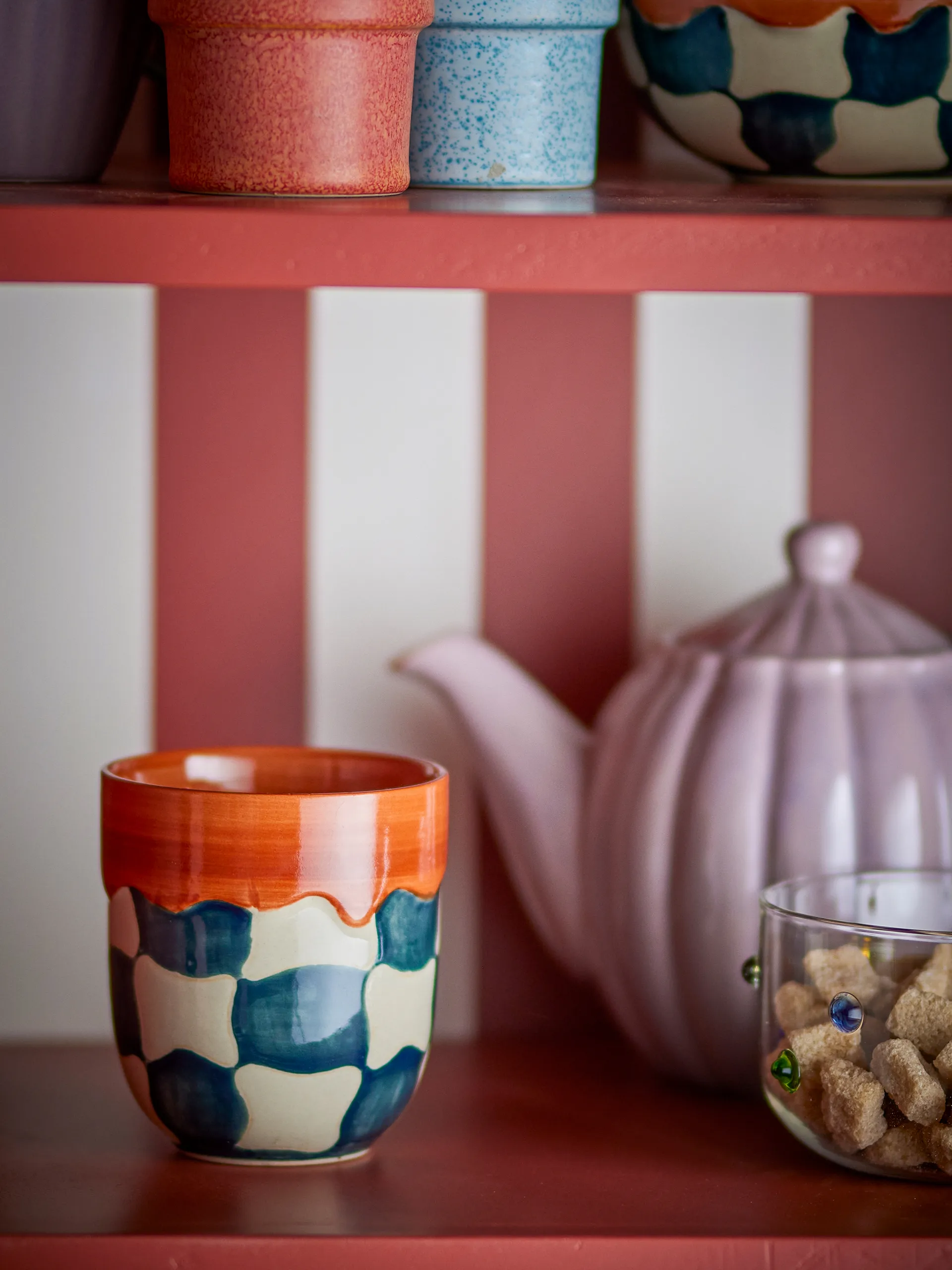 Set di 4 tazze Check , Blu Bloomingville