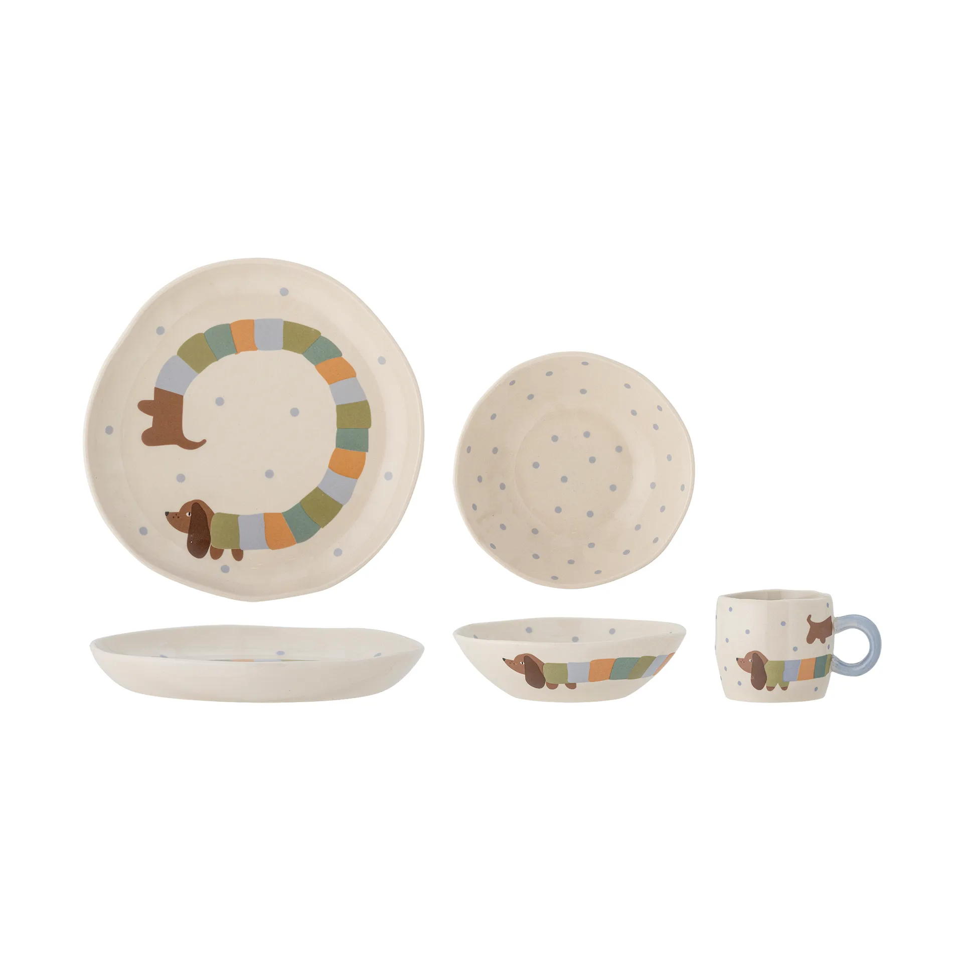 Set di servizio Charlie 3 pezzi, Blu-bianco Bloomingville