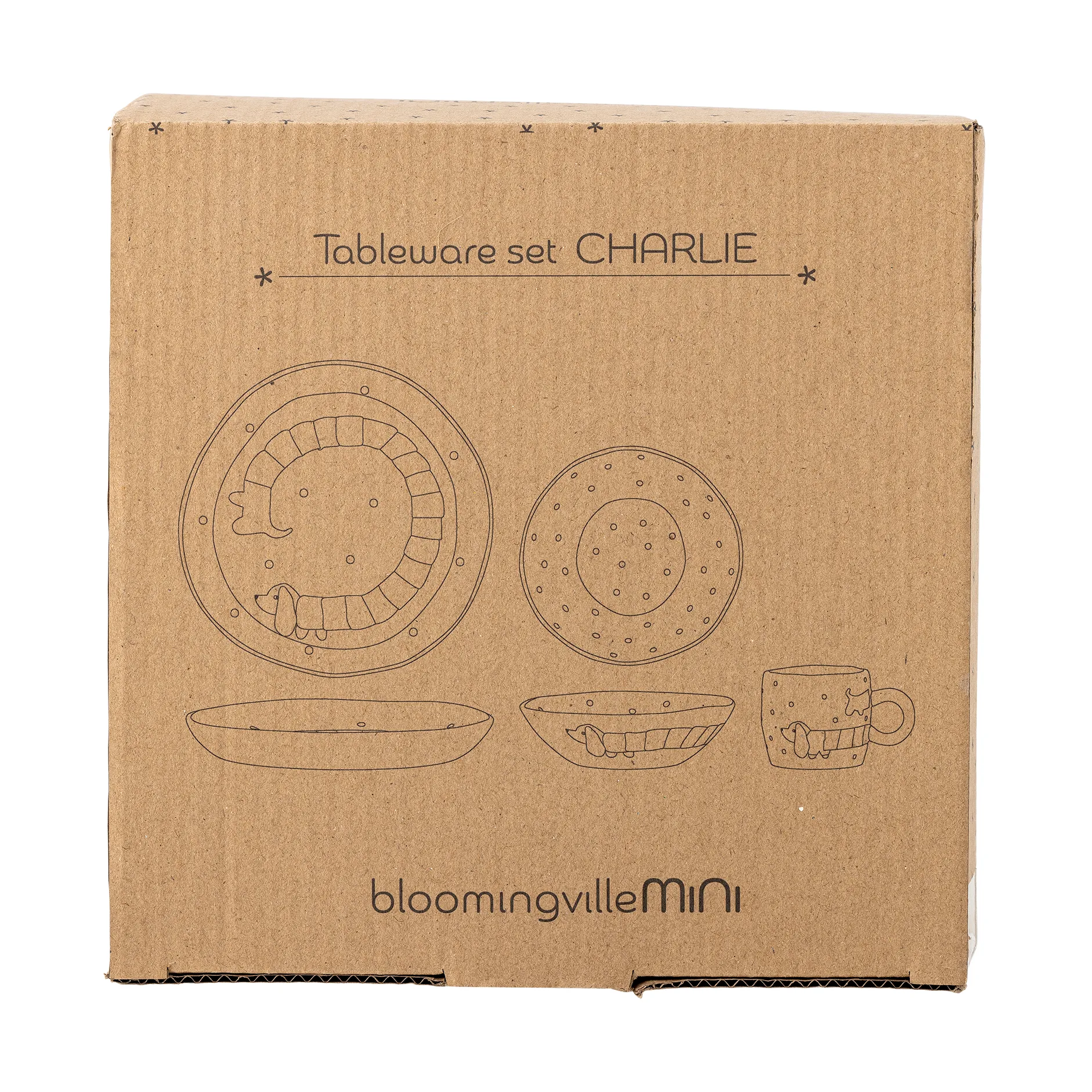 Set di servizio Charlie 3 pezzi, Blu-bianco Bloomingville