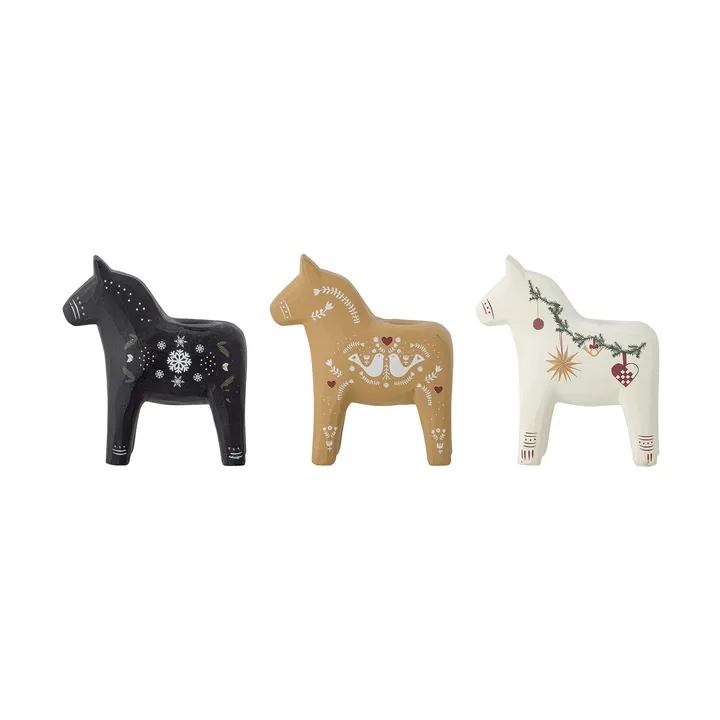 Siffer ljusstake - Nero-marrone-bianco, 3 pezzi, 10 cm - Bloomingville