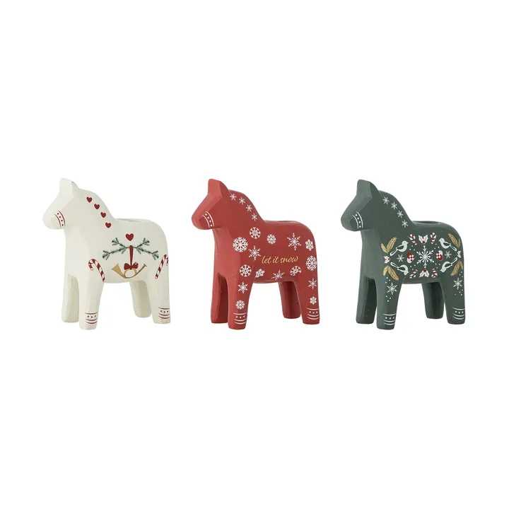 Siffer ljusstake - Bianco-rosso-verde, 3 pezzi, 10 cm - Bloomingville
