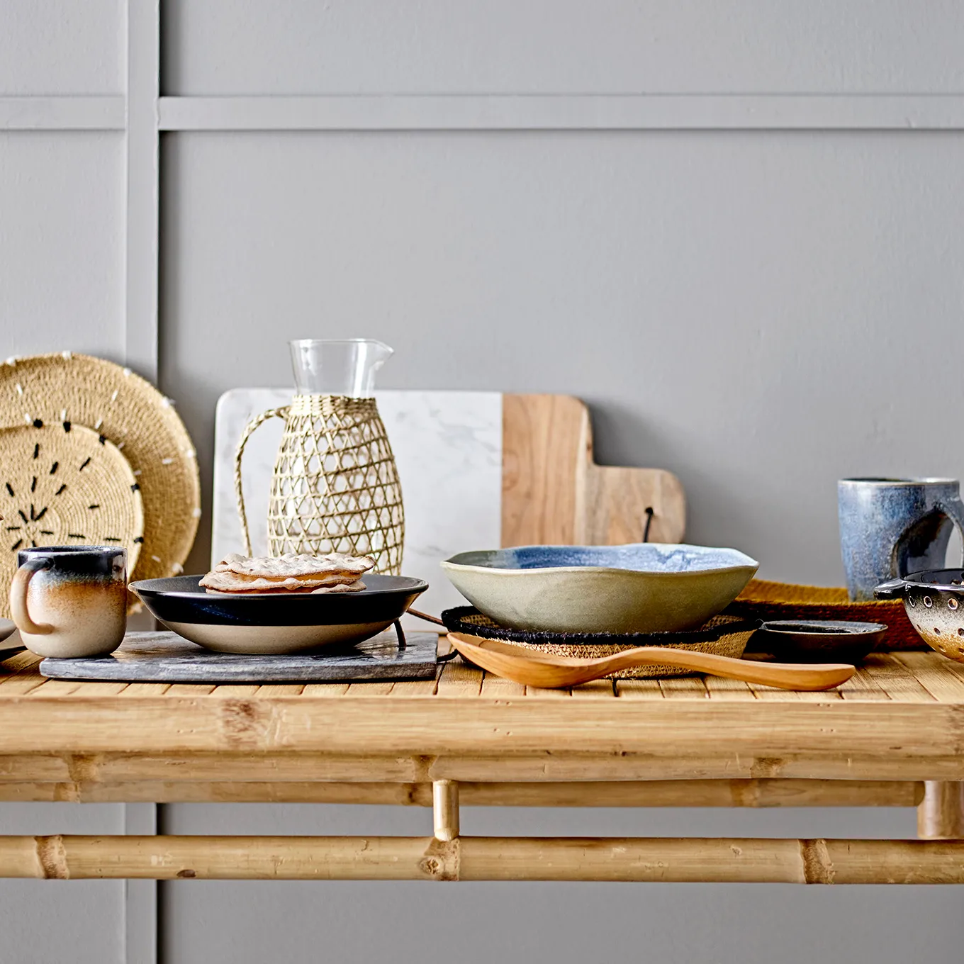 Tagliere Bloomingville marmo-legno di mango, bianco Bloomingville