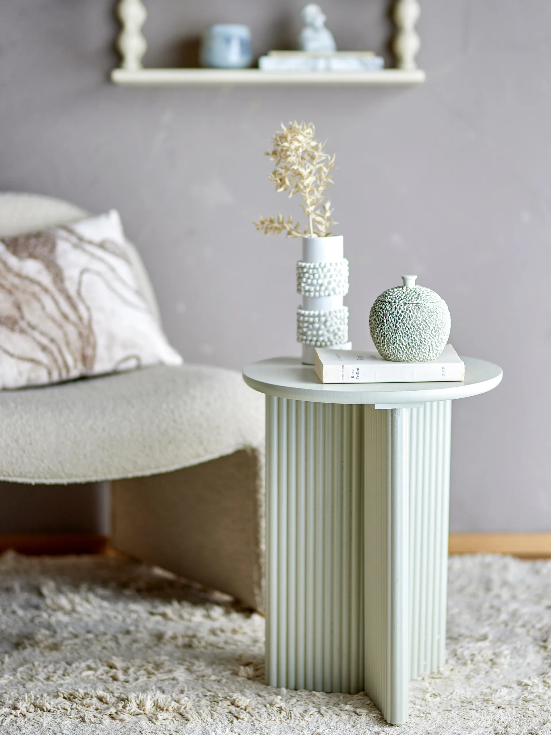 Tavolino laterale Edith Ø40 cm, Bianco Bloomingville