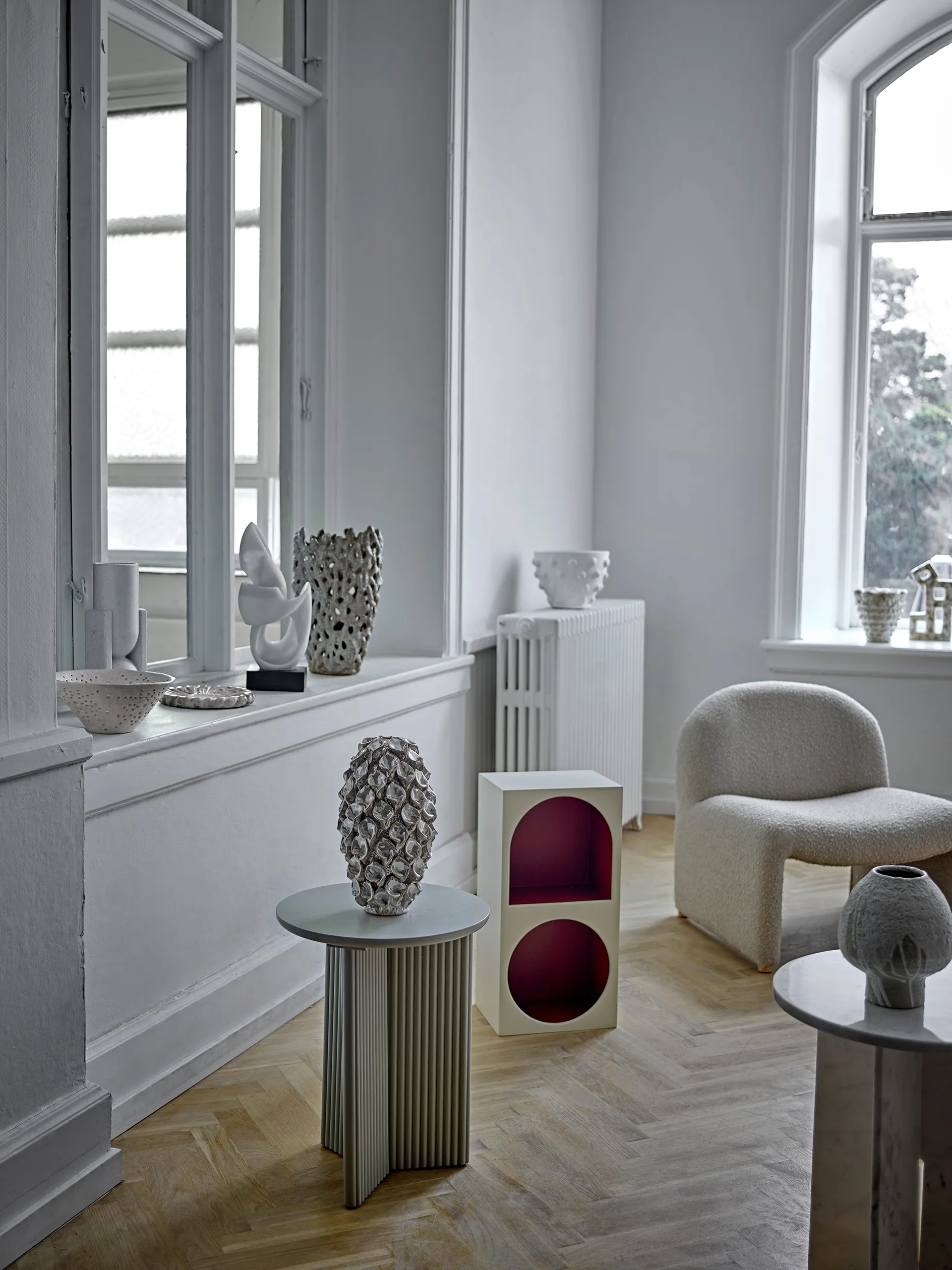 Tavolino laterale Edith Ø40 cm, Bianco Bloomingville