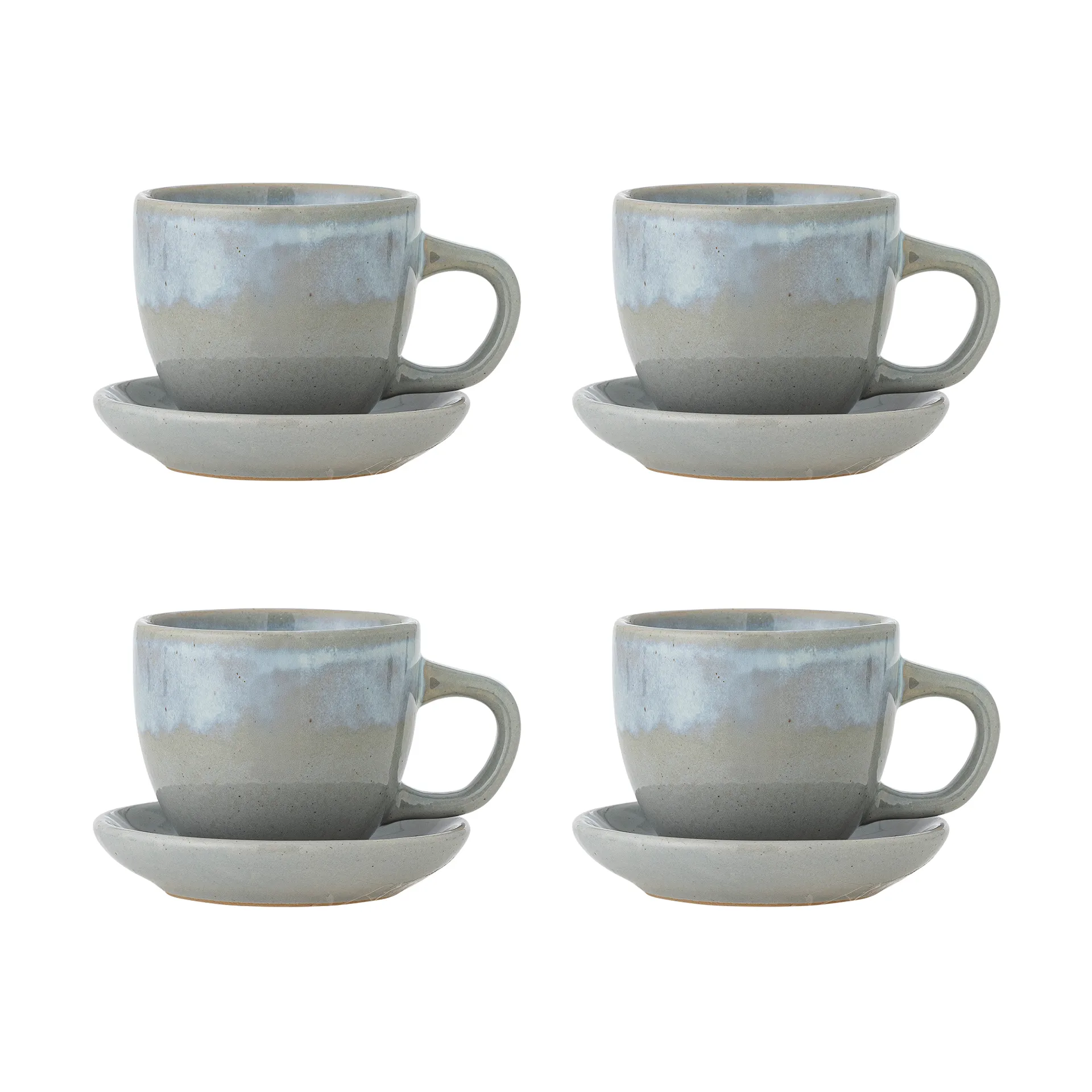 Tazza con piattino Brenta 4 pezzi, Blu Bloomingville