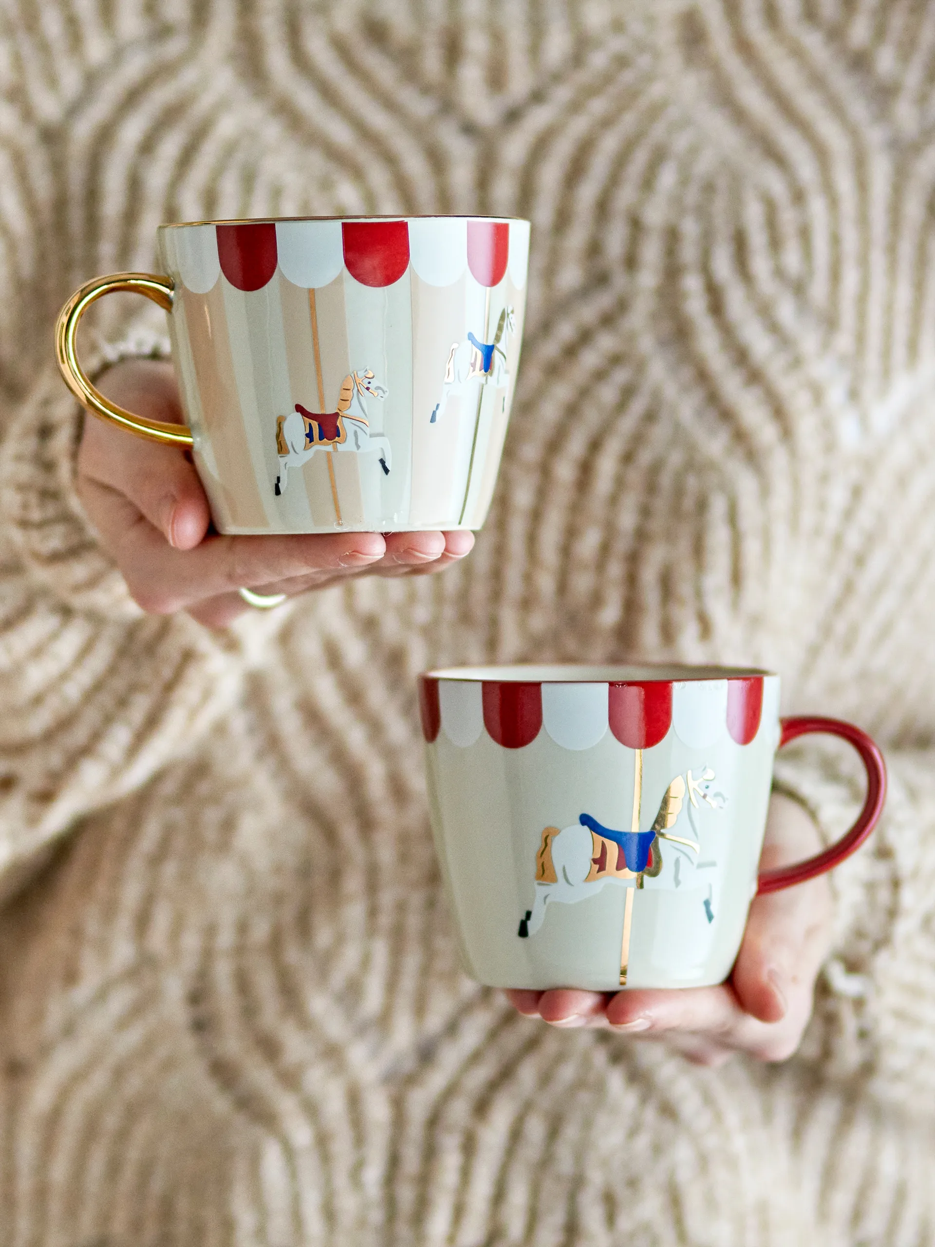 Tazza Merry-go-round 30 cl 2 pezzi, Rosso-bianco Bloomingville