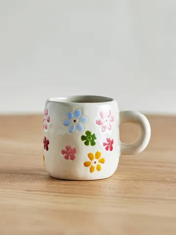 Tazza Millie 11 cl - Bianco, fiori - Bloomingville
