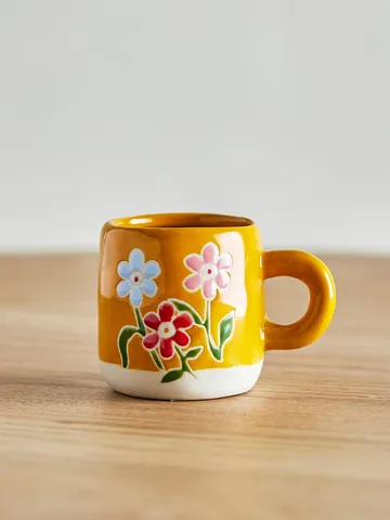 Tazza Millie 11 cl - Giallo, fiori - Bloomingville