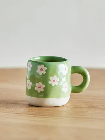 Tazza Millie 11 cl - Verde, fiori - Bloomingville