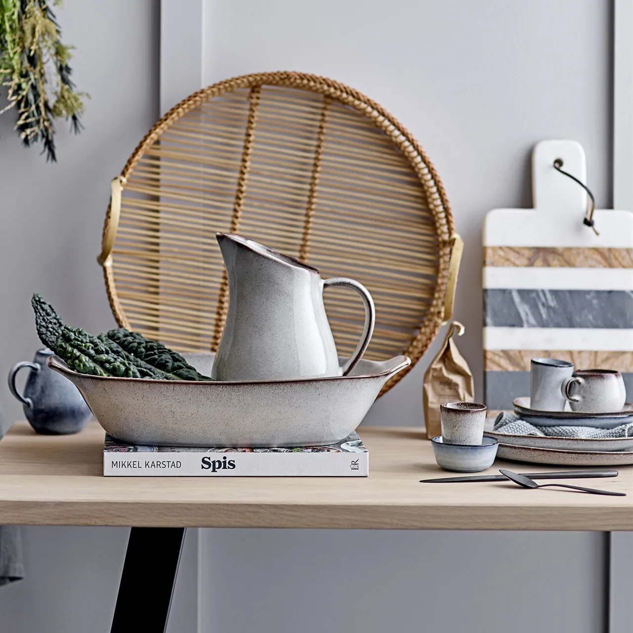 Tazzina con piattino Sandrine, grigio chiaro Bloomingville