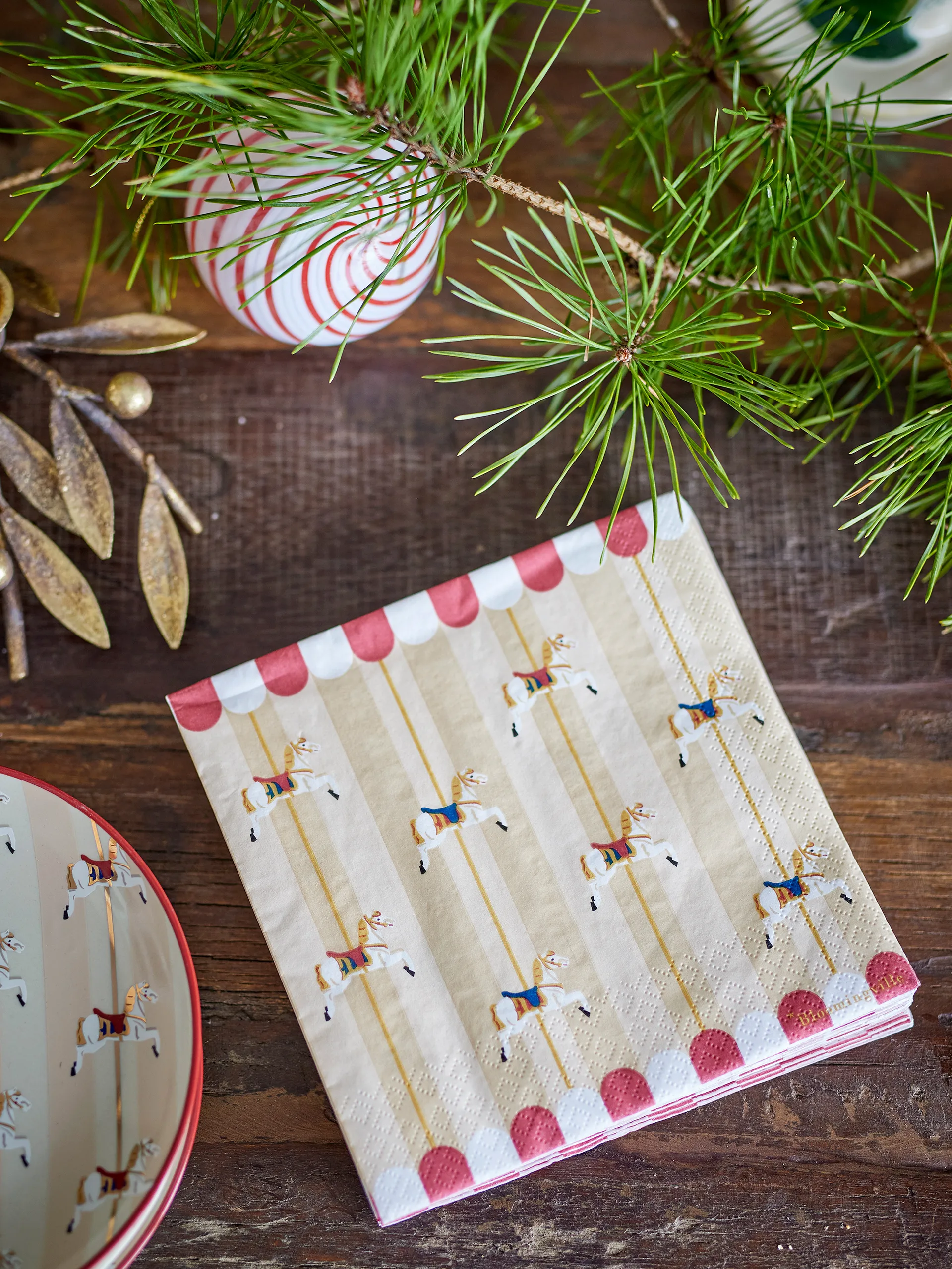 Tovagliolo Merry-go-round 33x33 cm confezione da 20, Naturale Bloomingville