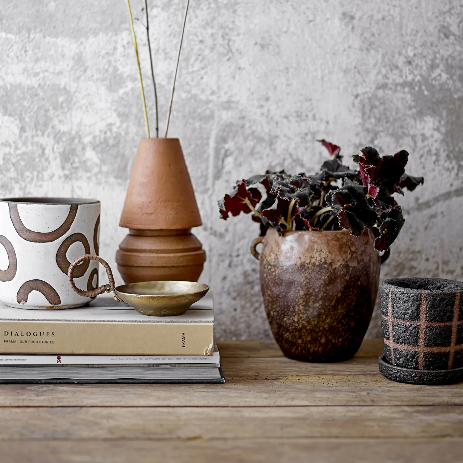 Vaso da fiori Nenne con manico Ø 16 cm, marrone Bloomingville