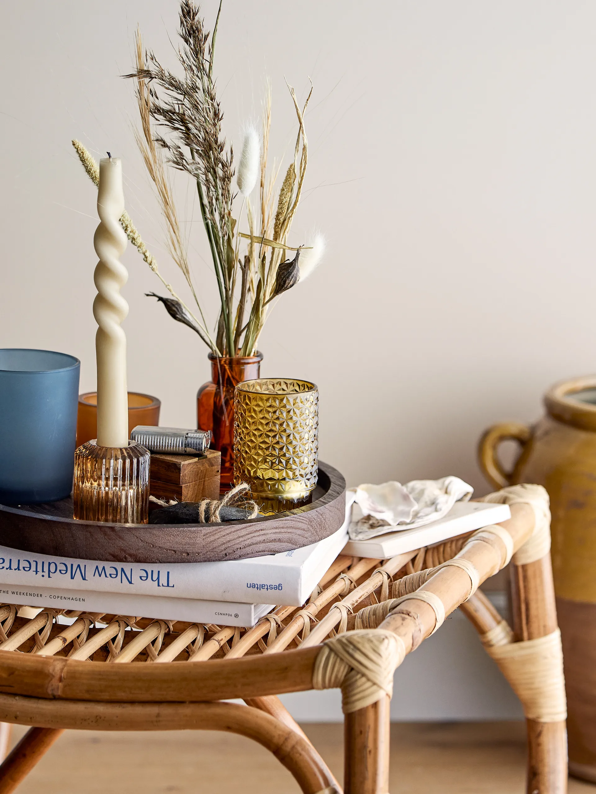 Vassoio con portacandela Sanga, 5 parti, Marrone, multicolore Bloomingville