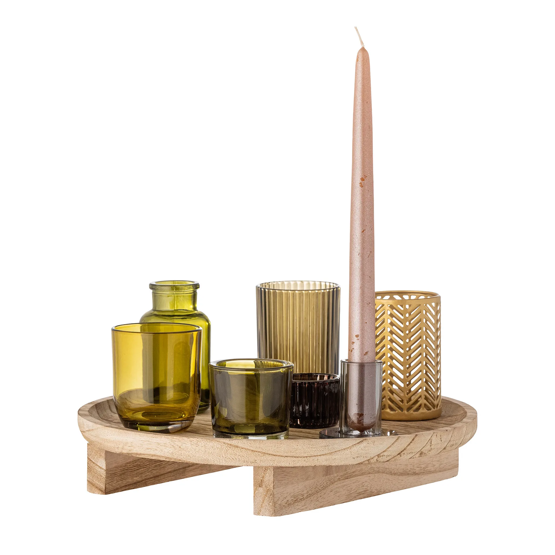 Vassoio con portacandela Sanga, 8 parti, Colore naturale, multicolore Bloomingville