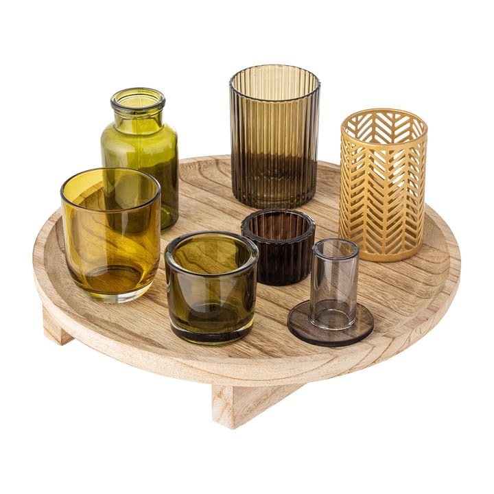 Vassoio con portacandela Sanga, 8 parti, Colore naturale, multicolore Bloomingville