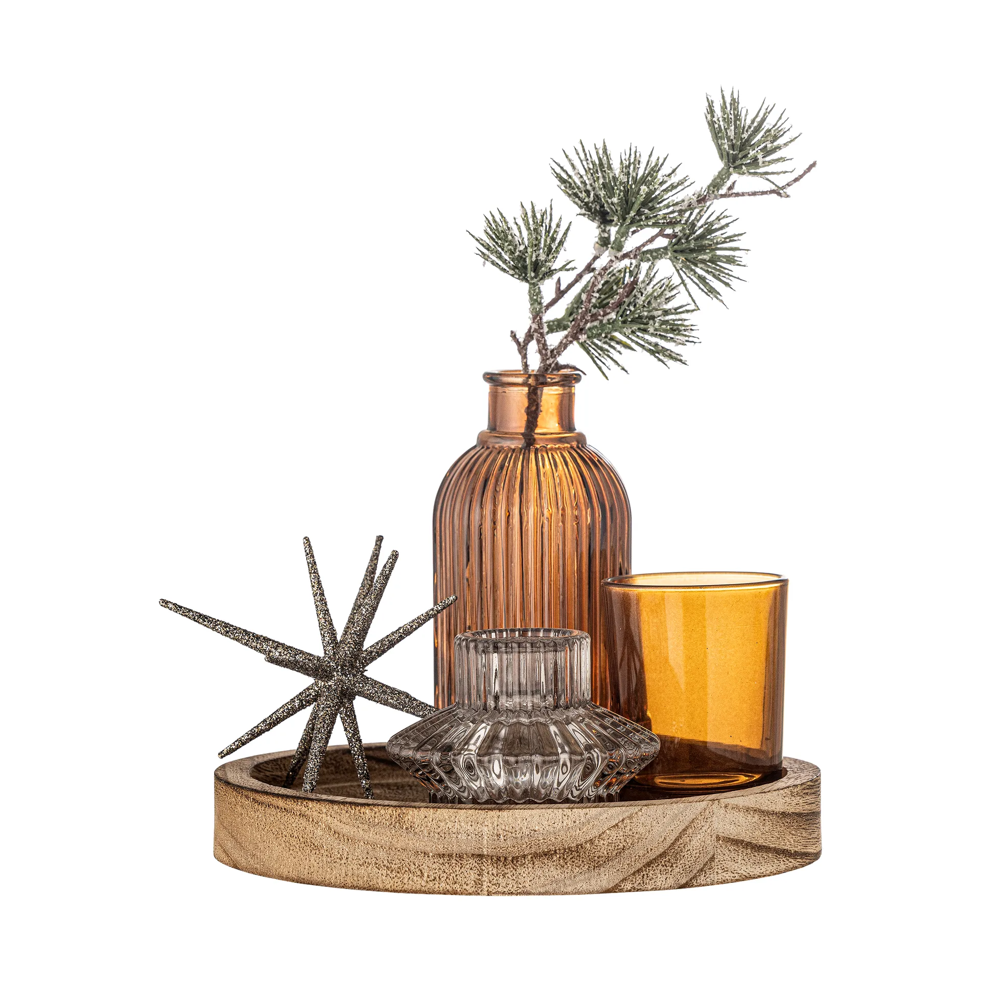 Vassoio rotondo Sanga con oggetti decorativi 6 pezzi, Oro Bloomingville