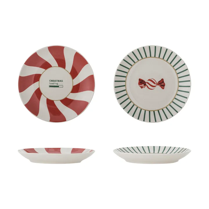 Yule assiett - Rosso-verde, 2 pezzi, Ø12,5 cm - Bloomingville