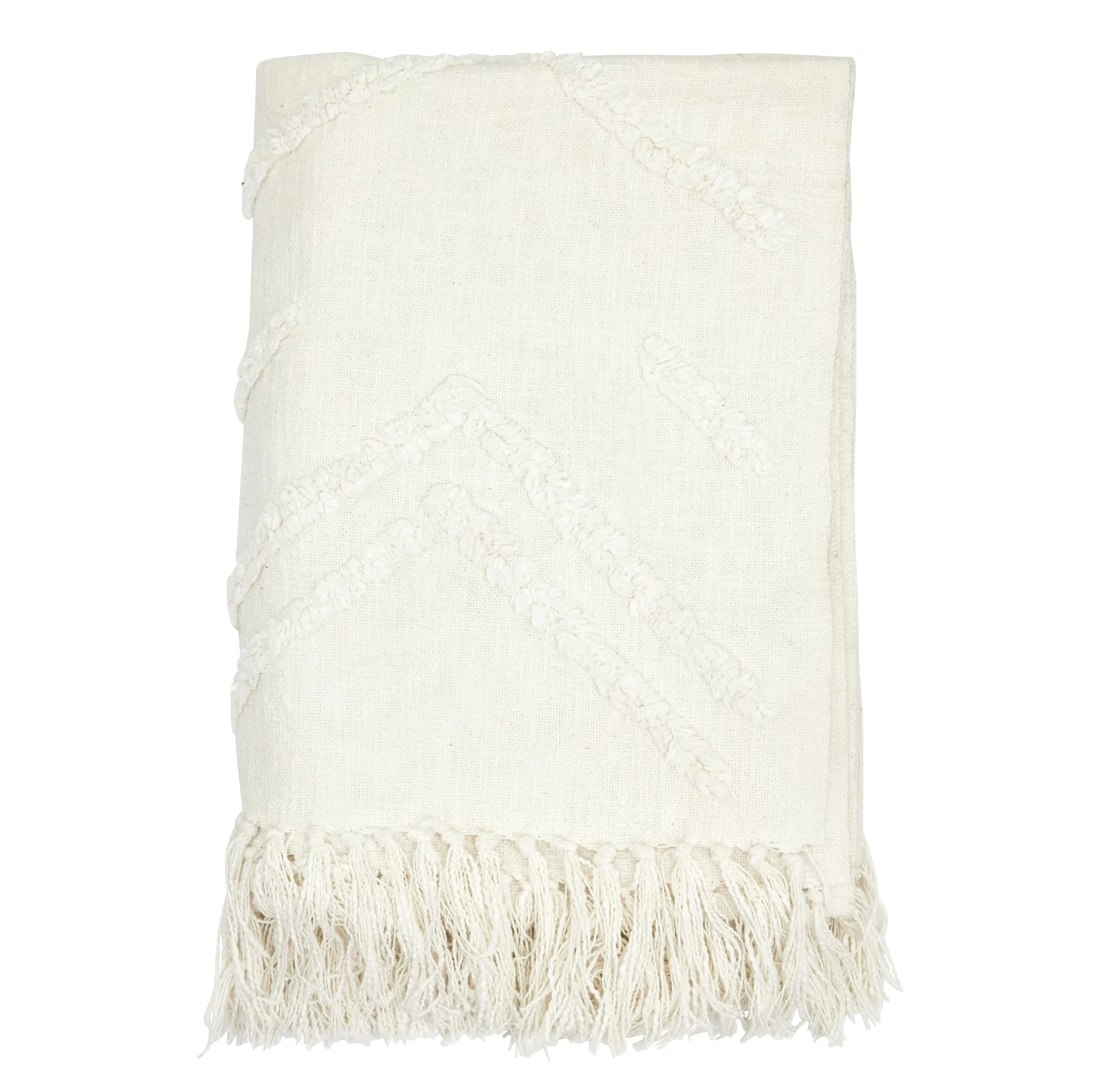 Plaid in cotone Tovhult 130x170 cm, Bianco sporco Boel & Jan