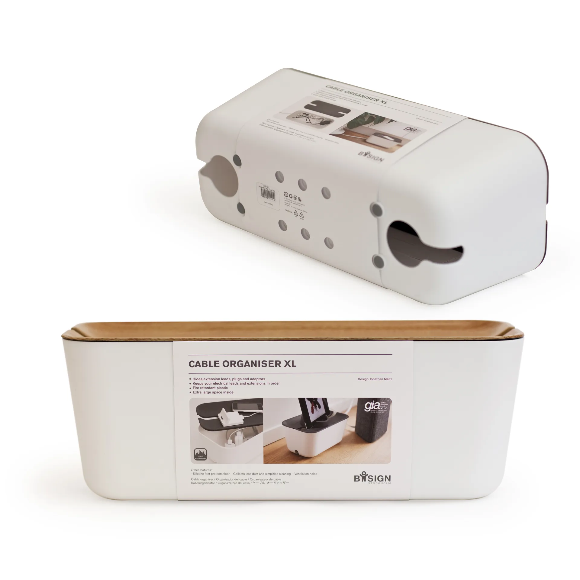 Organizzatore per cavi XL, stampa in legno Bosign