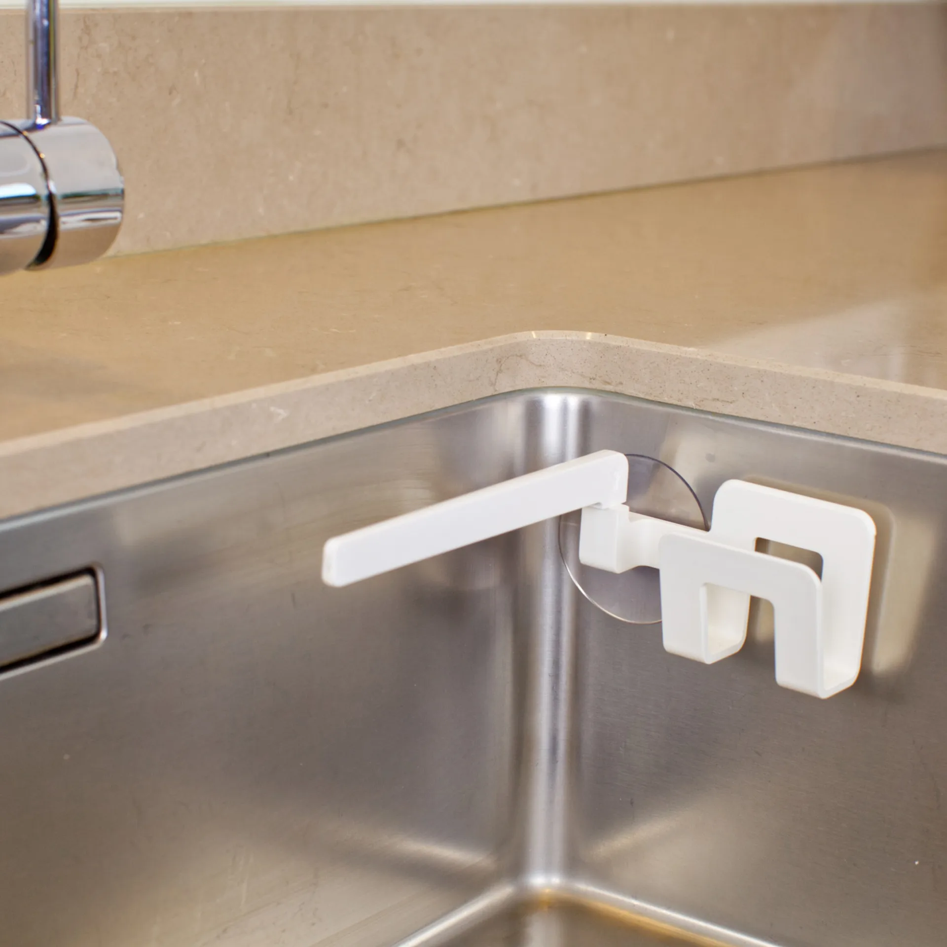 Porta strofinaccio e spugna con ventosa, Bianco Bosign