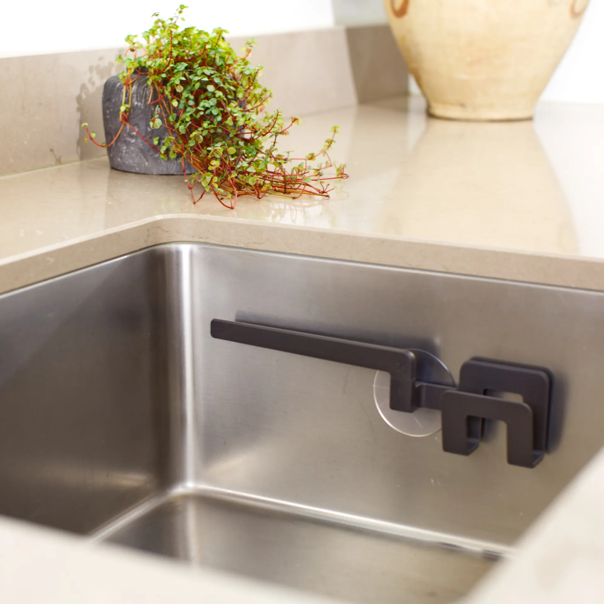 Porta strofinaccio e spugna con ventosa, Grigio grafite Bosign