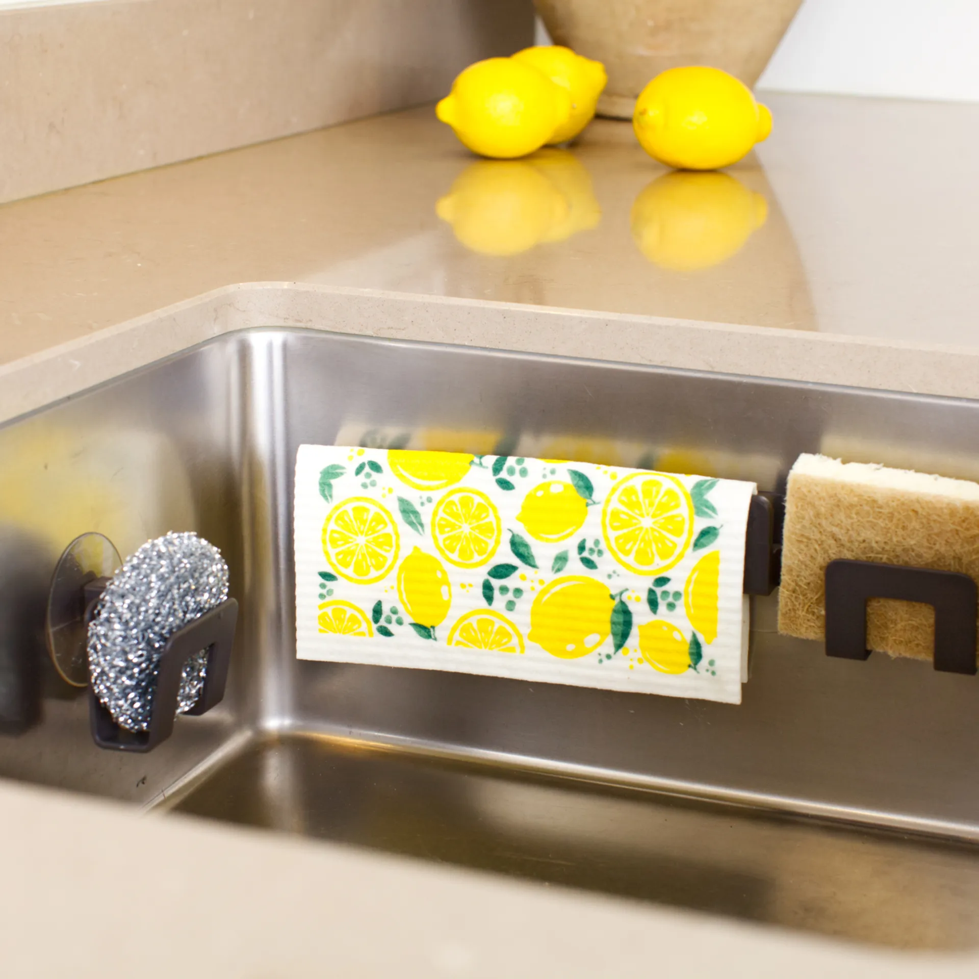 Porta strofinaccio e spugna con ventosa, Grigio grafite Bosign