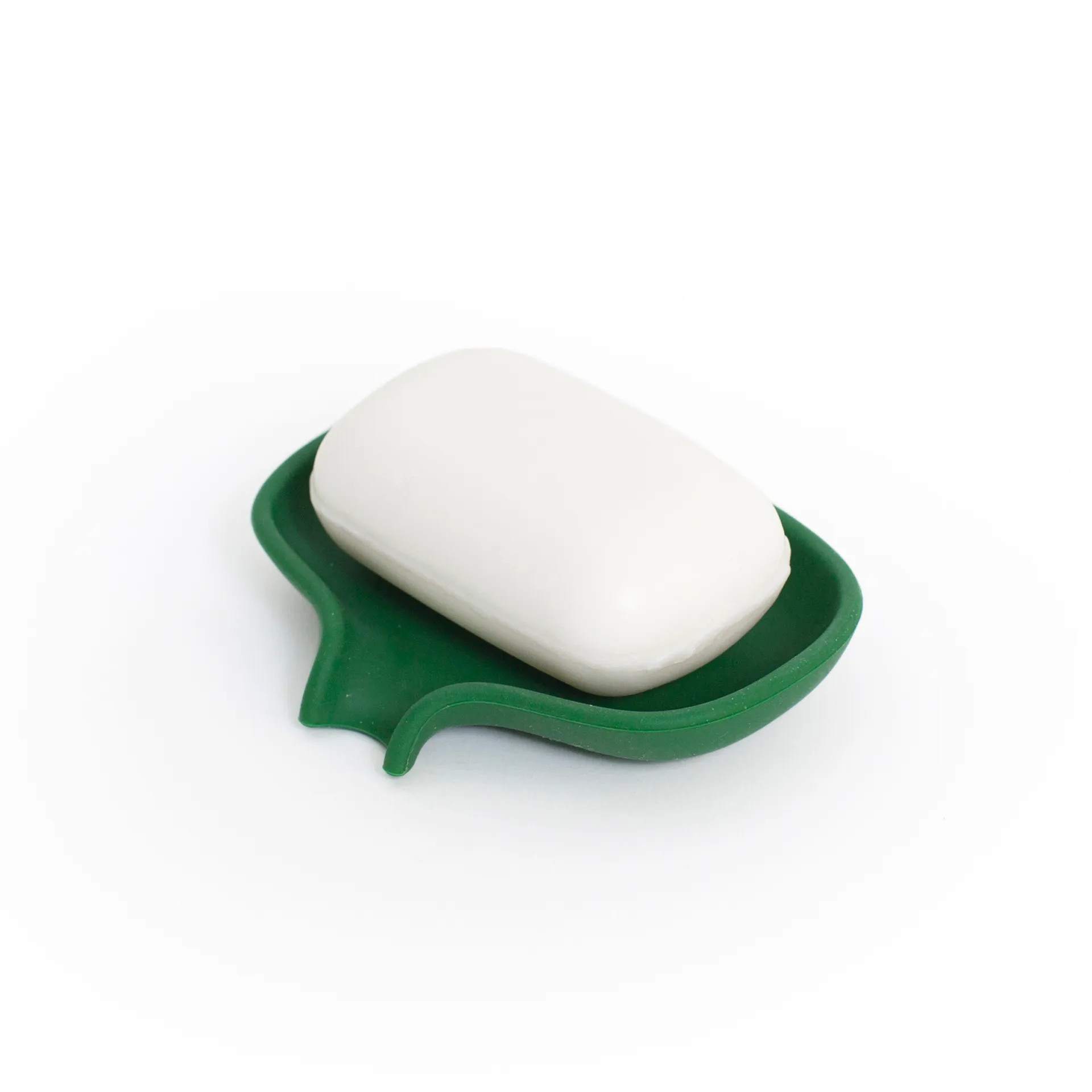 Portasapone in silicone con scarico, grande 8,5x10,8 cm, Verde scuro Bosign