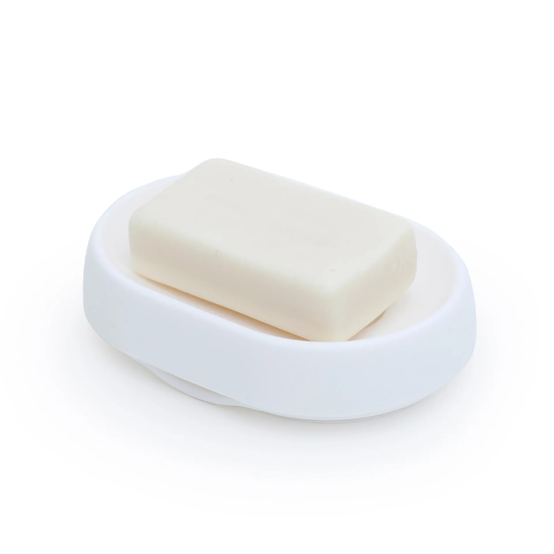 Portasapone in silicone con scarico nascosto, grande , Bianco Bosign