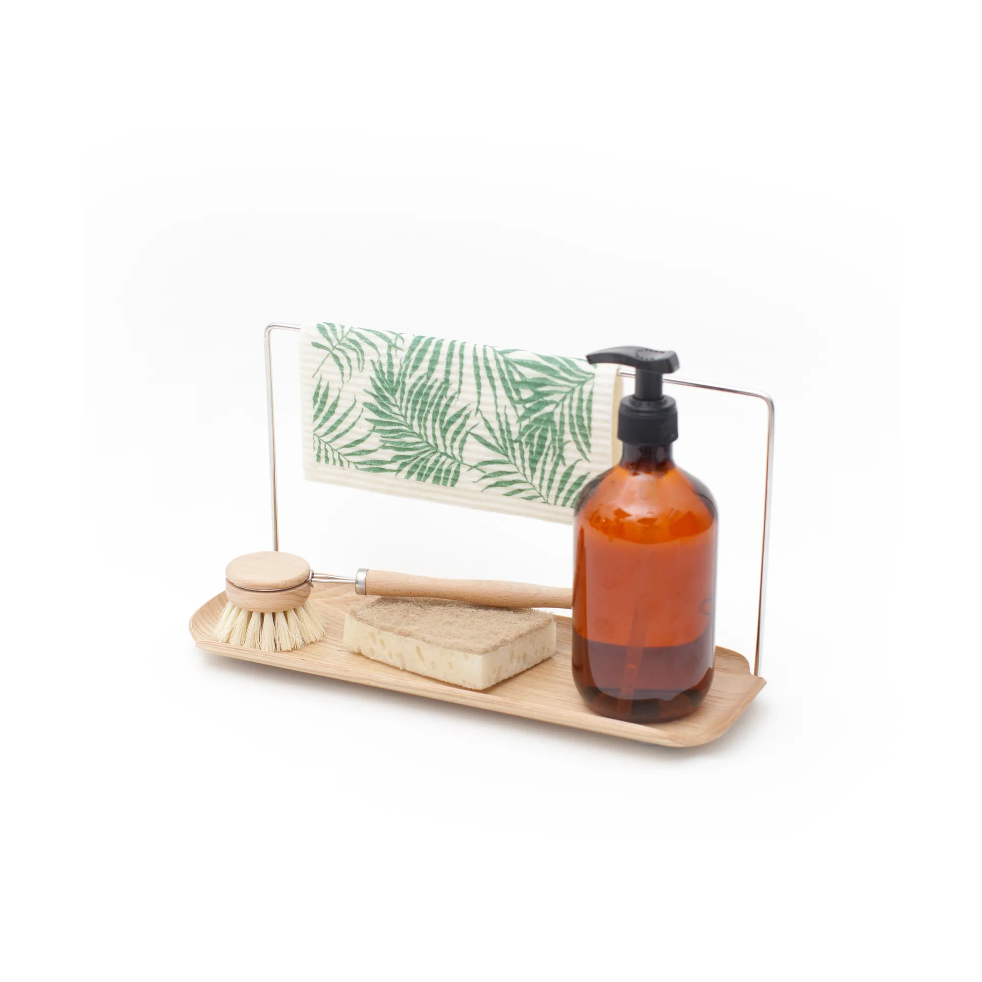 Scolapiatti con portapanni LEAF , Salice-acciaio inossidabile Bosign