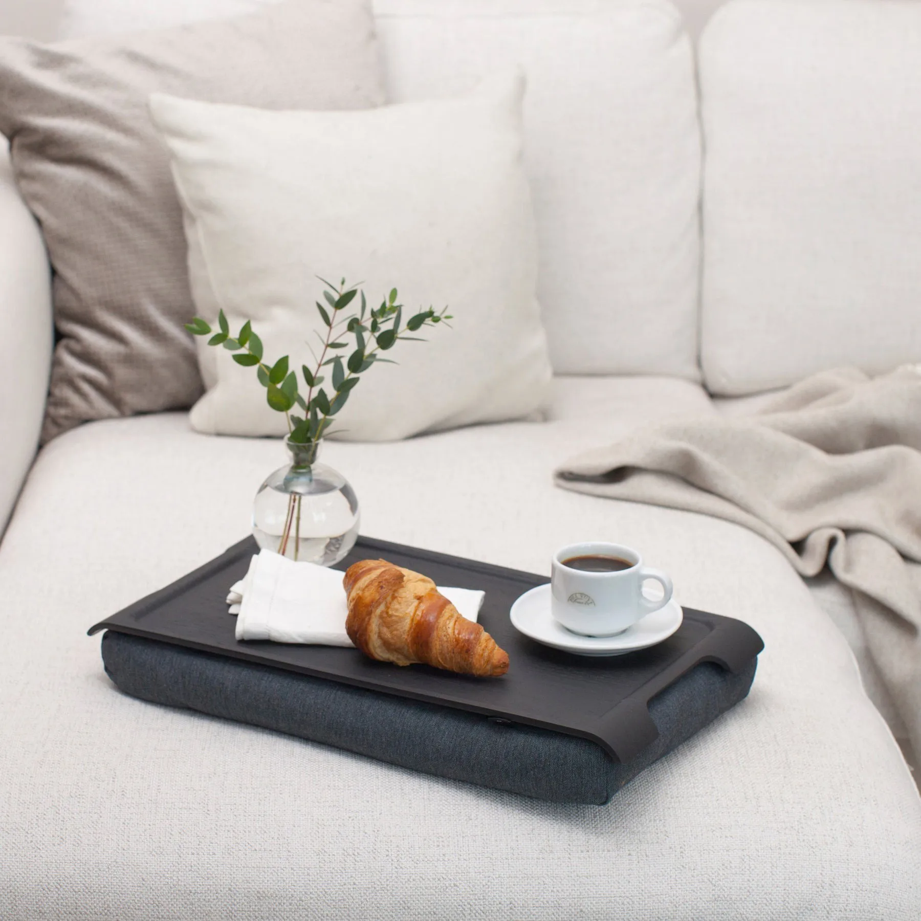 Vassoio da ginocchio Laptray anti-slip 43x23 cm, Salice nero-grigio Bosign