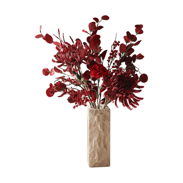Berry drama bouquet artificiale - Crisantemo ragno, garofano, eucalipto, 84 cm - Botané