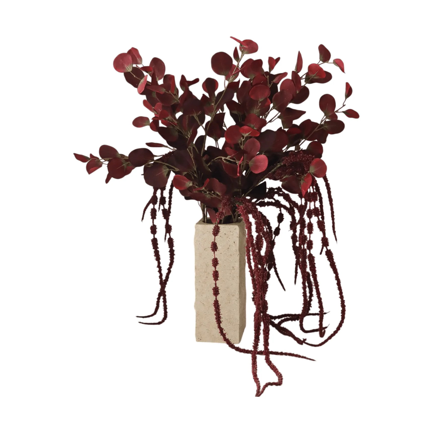 Bouquet artificiale Burgundy veil, Eucalipto, amaranto, 84 cm Botané