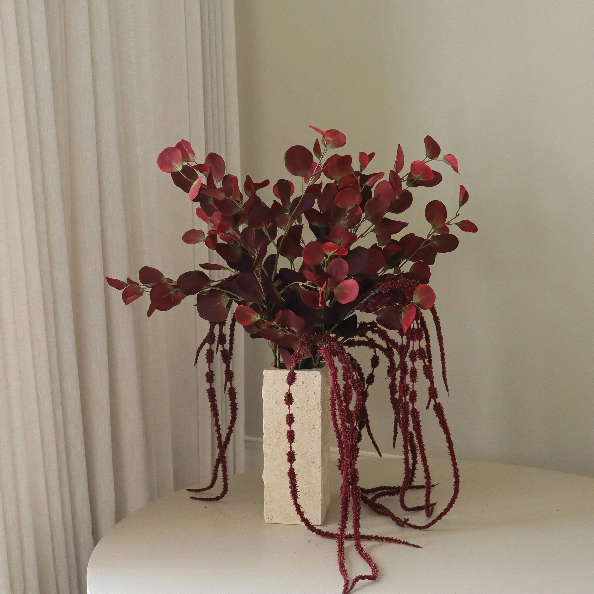 Bouquet artificiale Burgundy veil, Eucalipto, amaranto, 84 cm Botané