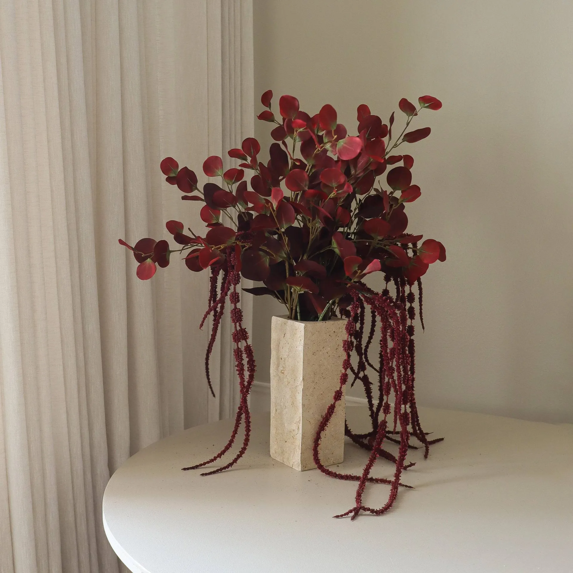 Bouquet artificiale Burgundy veil, Eucalipto, amaranto, 84 cm Botané