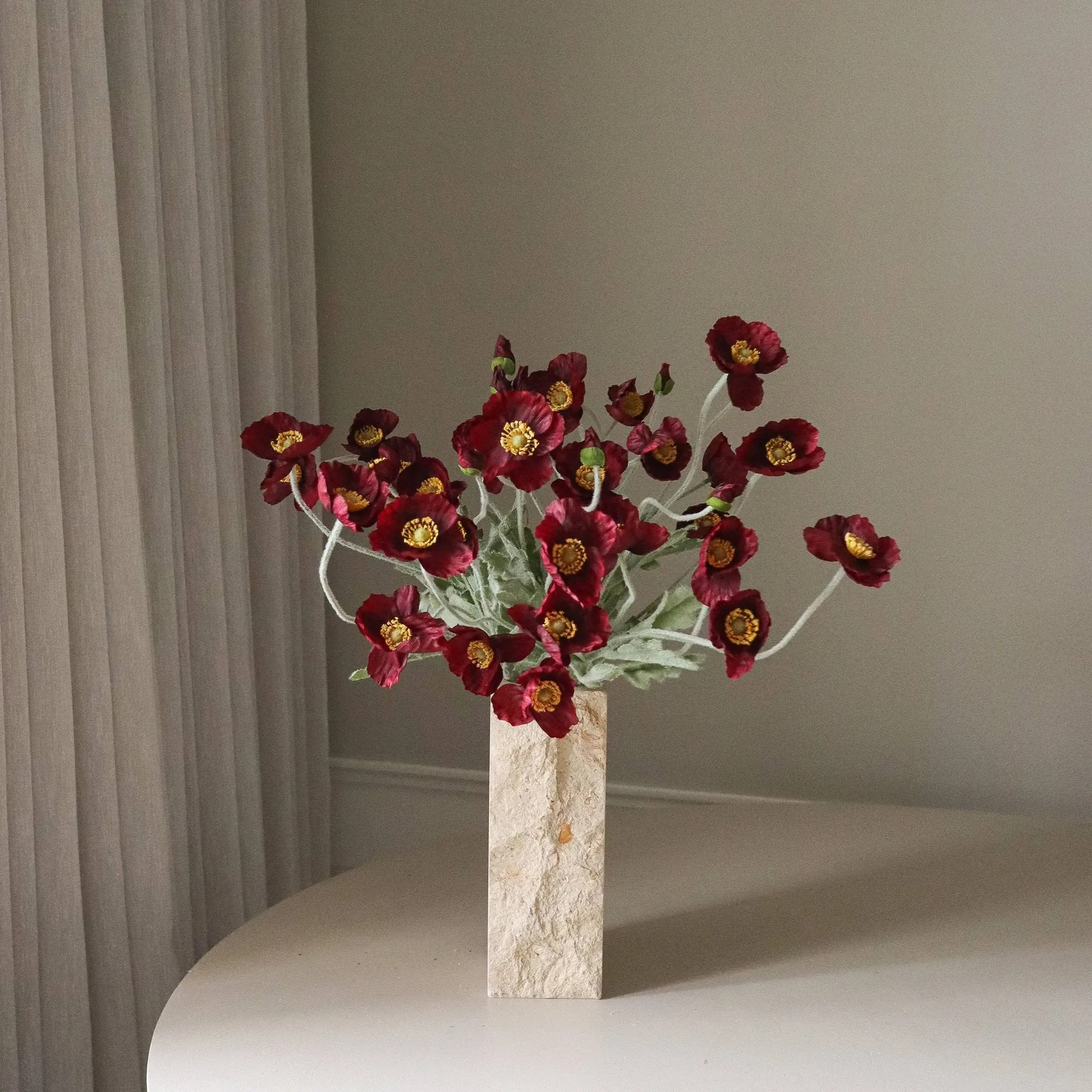 Bouquet artificiale di papaveri, Burgundy, 56 cm, 10 pz Botané