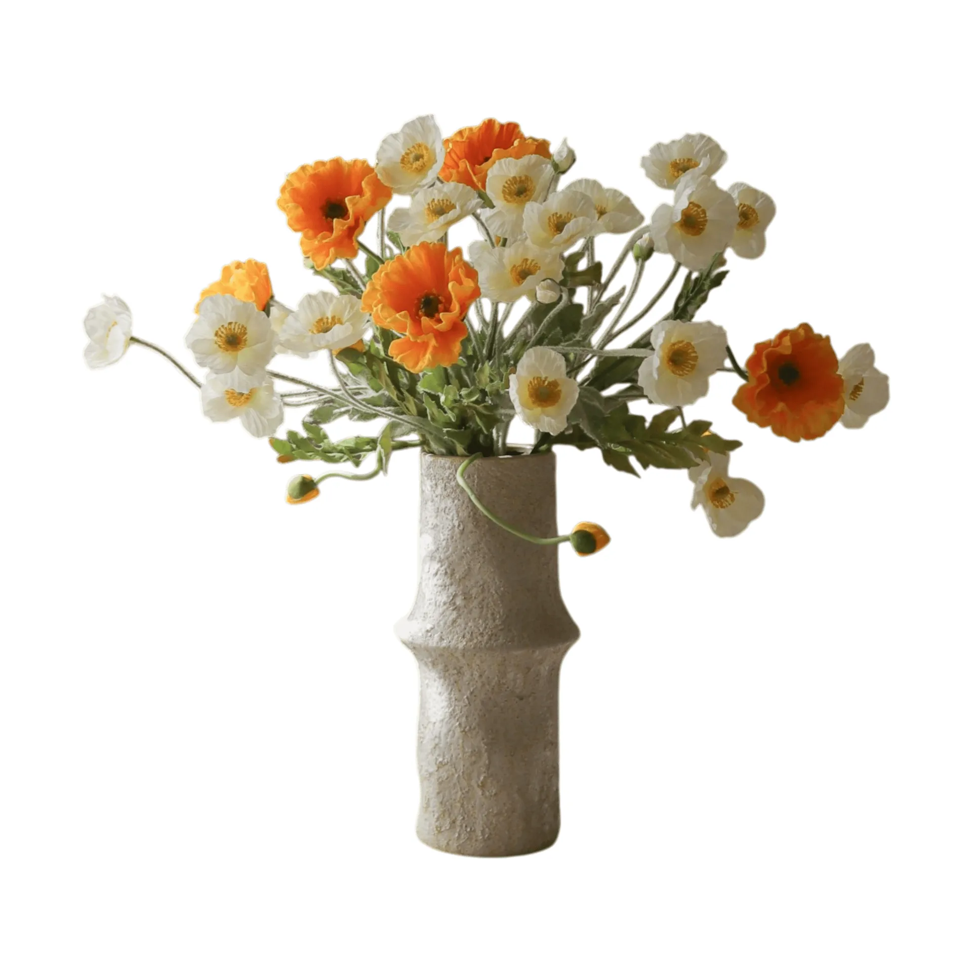 Bouquet artificiale di papaveri, Daylight, bianco-arancione Botané