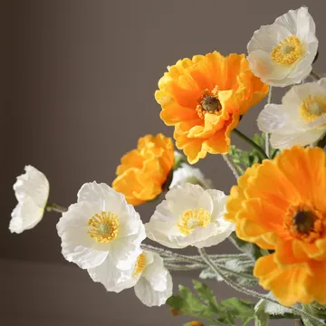 Bouquet artificiale di papaveri - Daylight, bianco-arancione - Botané