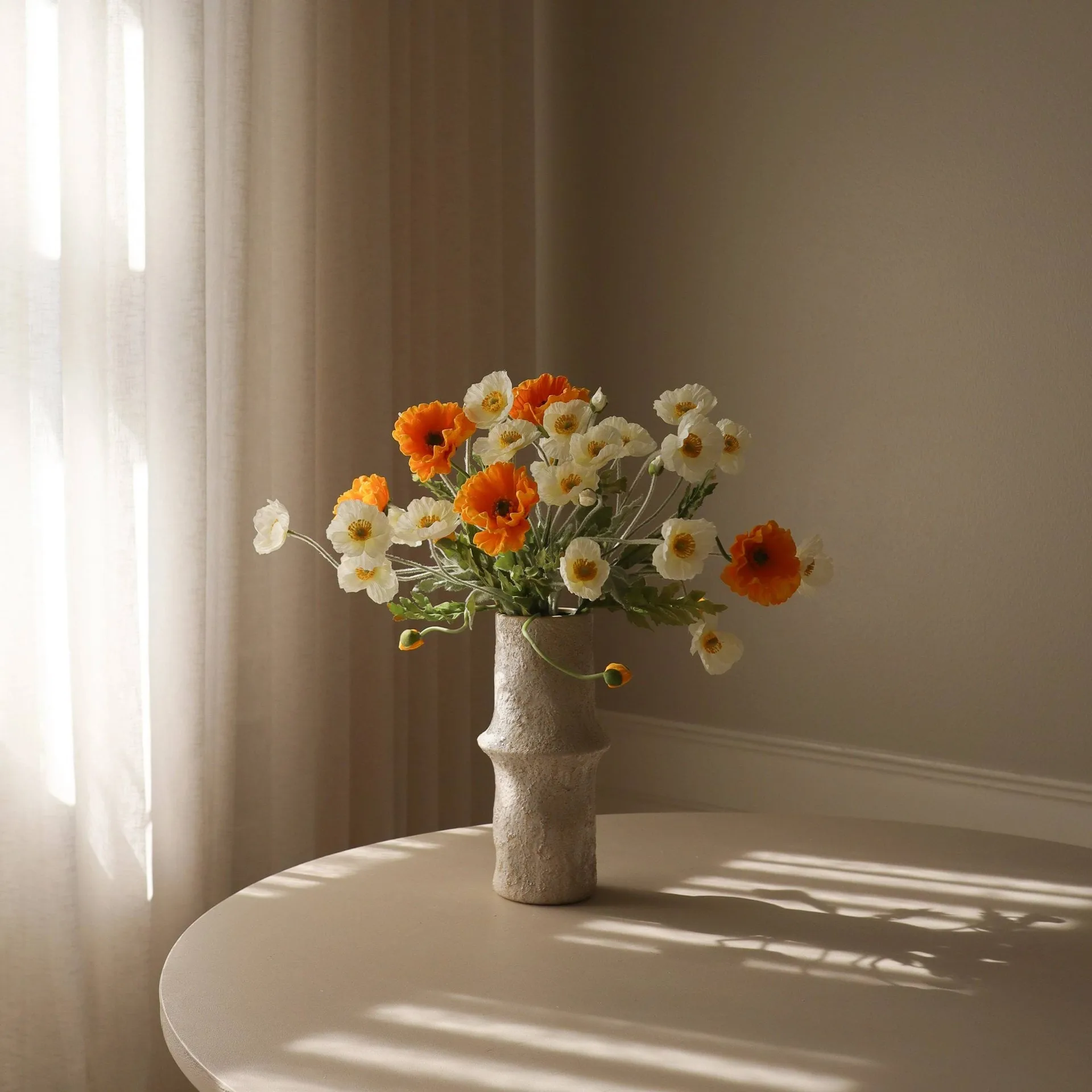 Bouquet artificiale di papaveri, Daylight, bianco-arancione Botané