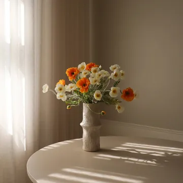 Bouquet artificiale di papaveri - Daylight, bianco-arancione - Botané