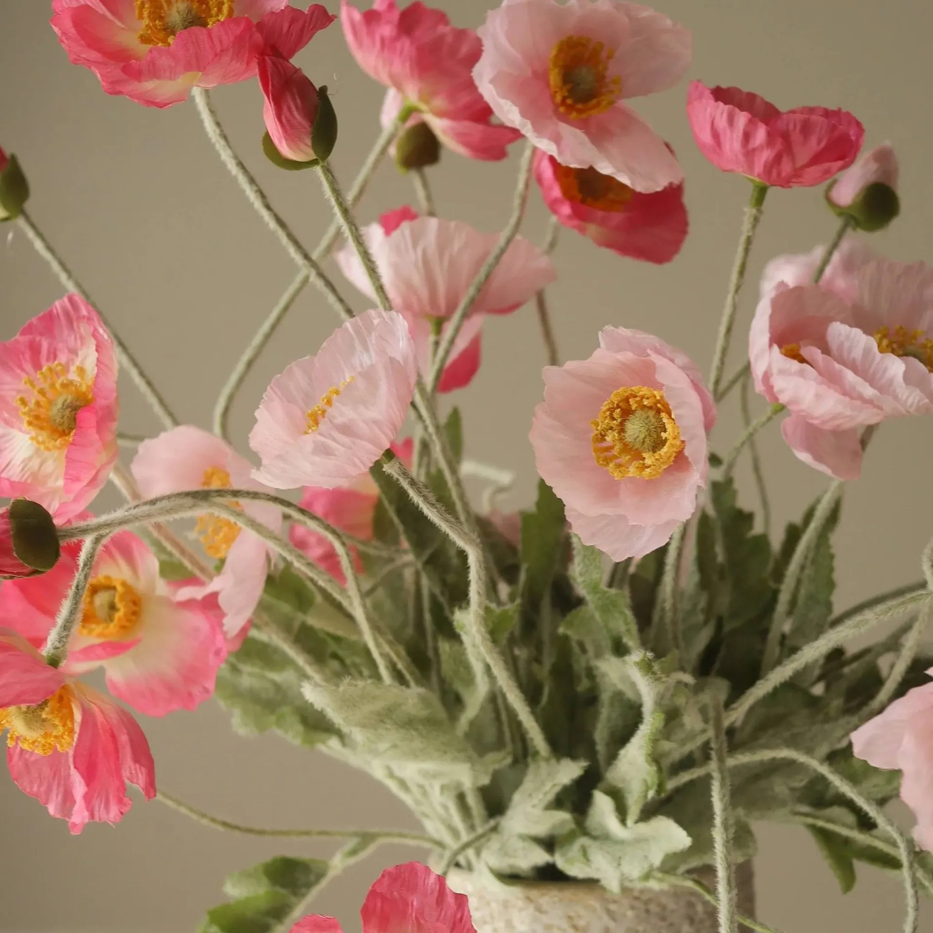 Bouquet artificiale di papaveri, Pink Pursuit, rosa chiaro-rosa, 10 pz Botané