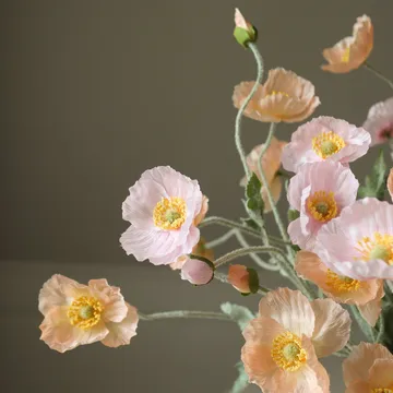 Bouquet artificiale di papaveri - Sorbet Kisses, Rosa chiaro-corallo 11 pz - Botané