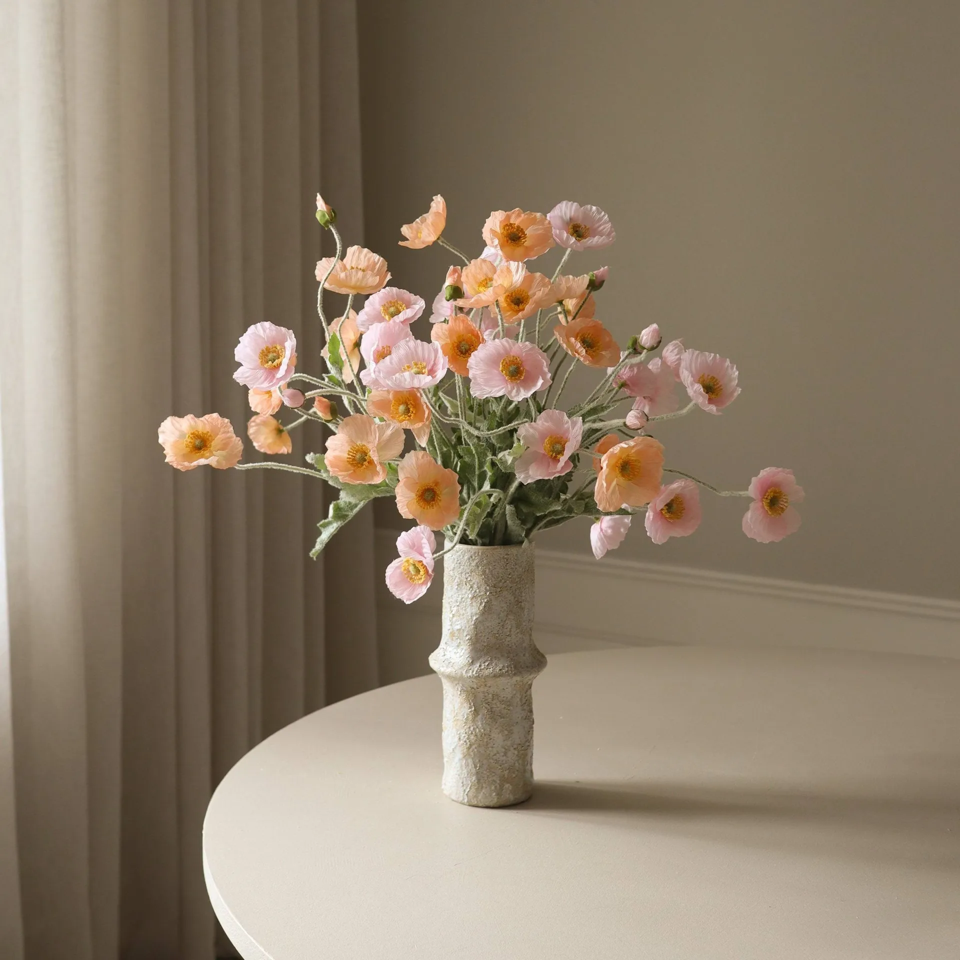 Bouquet artificiale di papaveri, Sorbet Kisses, Rosa chiaro-corallo 11 pz Botané