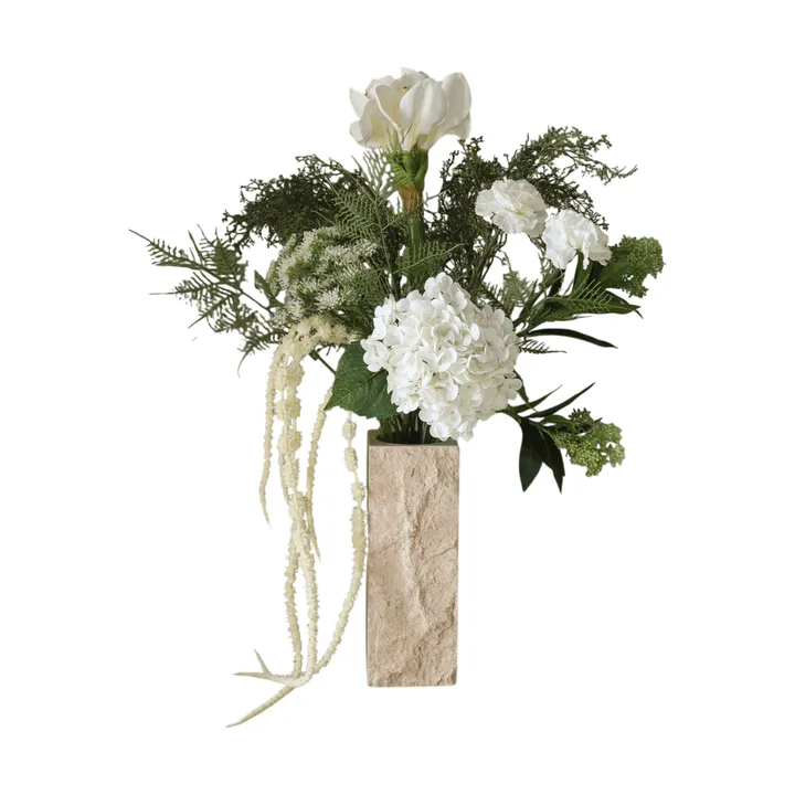 Bouquet artificiale Frosted garden - Amaryllis, ortensia, garofani, amaranto, 90 cm - Botané