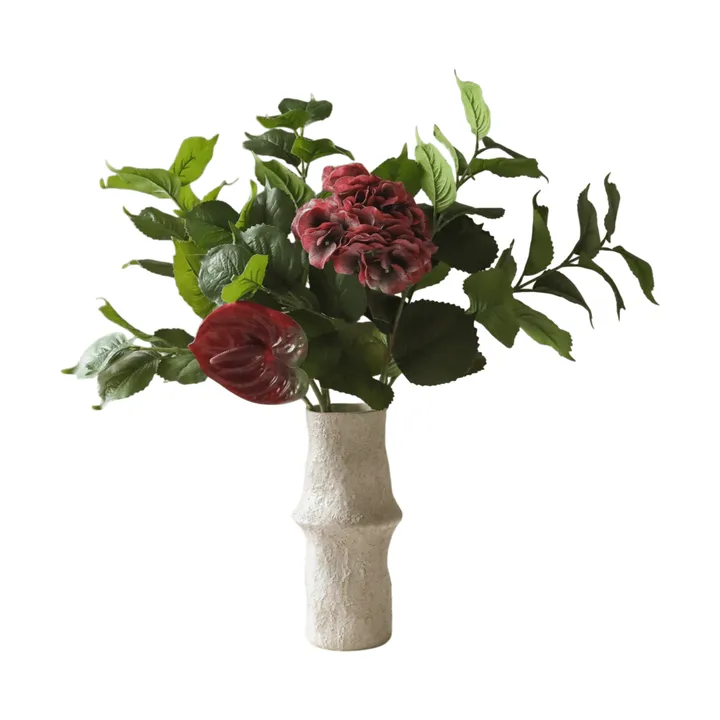 Bouquet artificiale Velvet rouge - Ortensia-rosso anthurium 6 pz - Botané