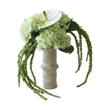 Bouquet di fiori artificiali Dewdrop Symphony - Ortensia verde chiaro anthurium-amaranto 6 pz - Botané